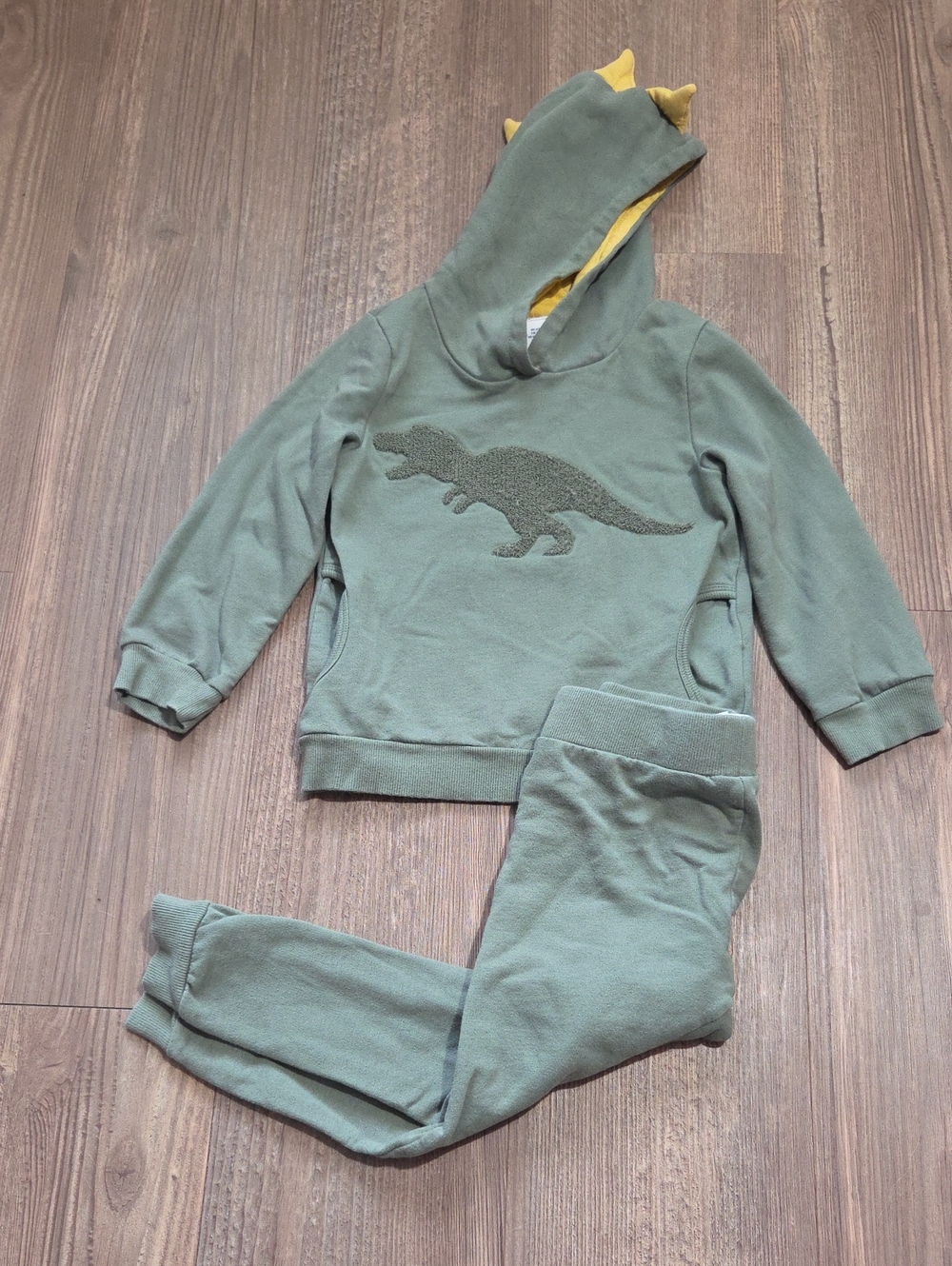 Kids Dino Hooded Sweatshirt & Joggers - Green